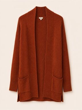 Kismet Open Knit Cardigan in Rust / Burnt Orange Cozy Fall Sweater / Oversized